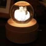 Warm Light Crystal Globe Rotating Music Box