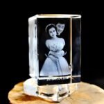 Square Crystal Spinning Music Box with Engraved Design - Image 2