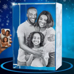 Square Crystal Spinning Music Box with Engraved Design - Image 4