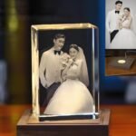 Square Crystal Spinning Music Box with Engraved Design - Image 5